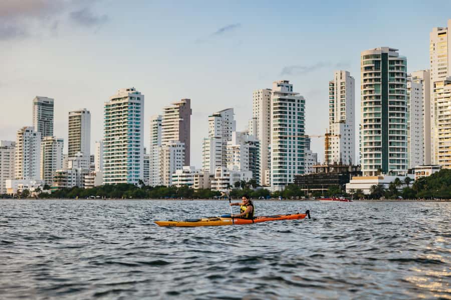 Cartagena: Sunset Sea Kayaking Tour - Castillogrande launch: warm water and a short inland-to-water transition