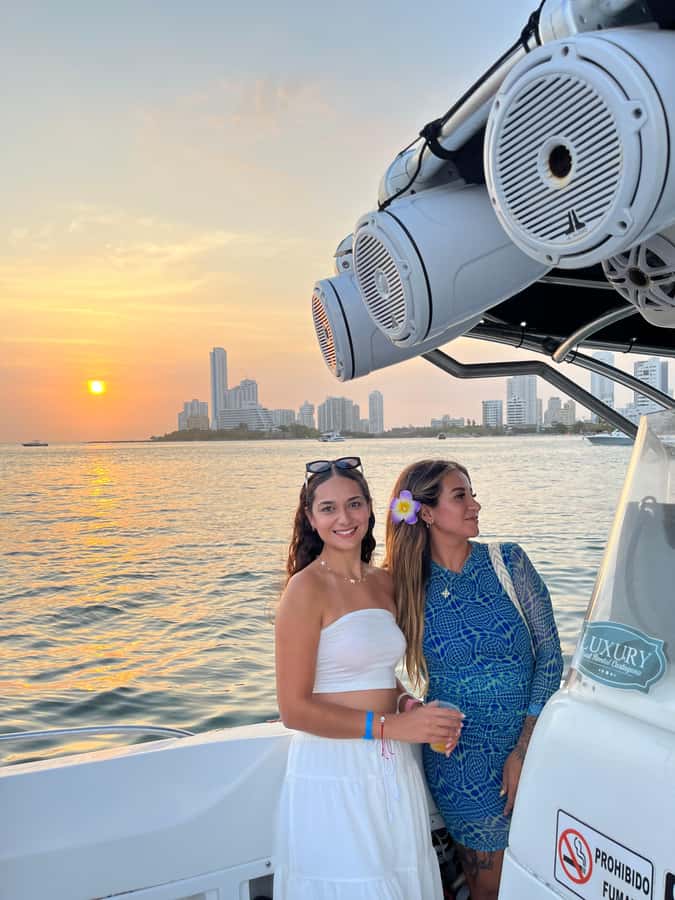 Sunset Party open bar on the bay while sharing with locals - The Cartagena bay sunset party, with local hosts steering the mood